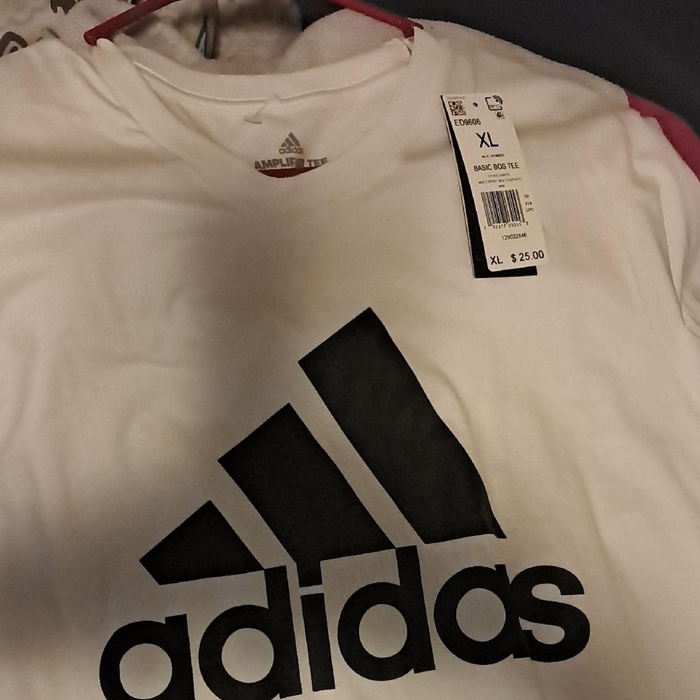 Adidas White and Black Logo T-Shirt